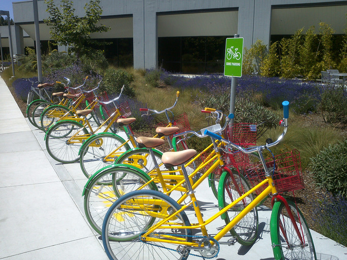 G-bikes parked at designated area, ready to use.