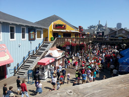 Independence day 2013 at Pier 39 in San Francisco. The stairs that look like piano actually play when you step on them. I realized that after I was nearly at the top — the sounds were way too synchronized with my steps.