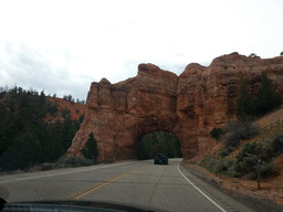 On the way in and out you get to drive through two arches above the road.