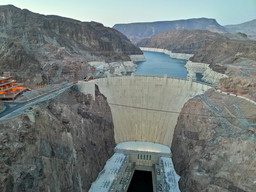 Hoover Dam from the highway bridge.