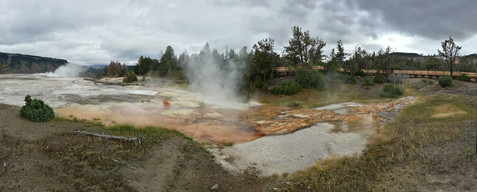 Upper Terraces of Mammoth Hot Springs in Yellowstone National Park.