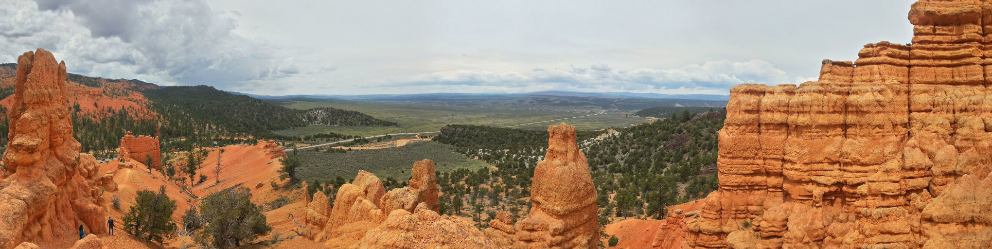 Red Canyon — sudden transition of land from green to red.