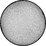 Wireframe model of sphere model used to simulate random faults.