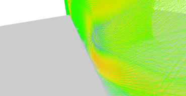 Detail on recirculation bubble where wind goes even backwards.