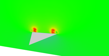 Vector field magnitudes near the middle of the wing.