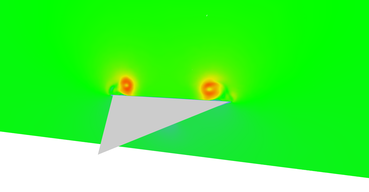 Vector field magnitudes near the middle of the wing.