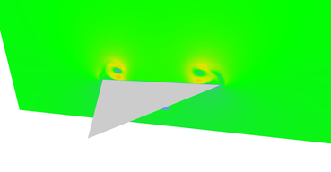 Vector field magnitudes near the end of the wing.