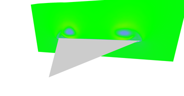 Vector field magnitudes near the end of the wing.