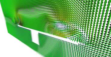 Vector field visualization using arrow glyphs near the end of the wing.