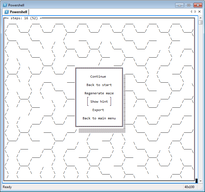 Hexagonal maze with game menu.